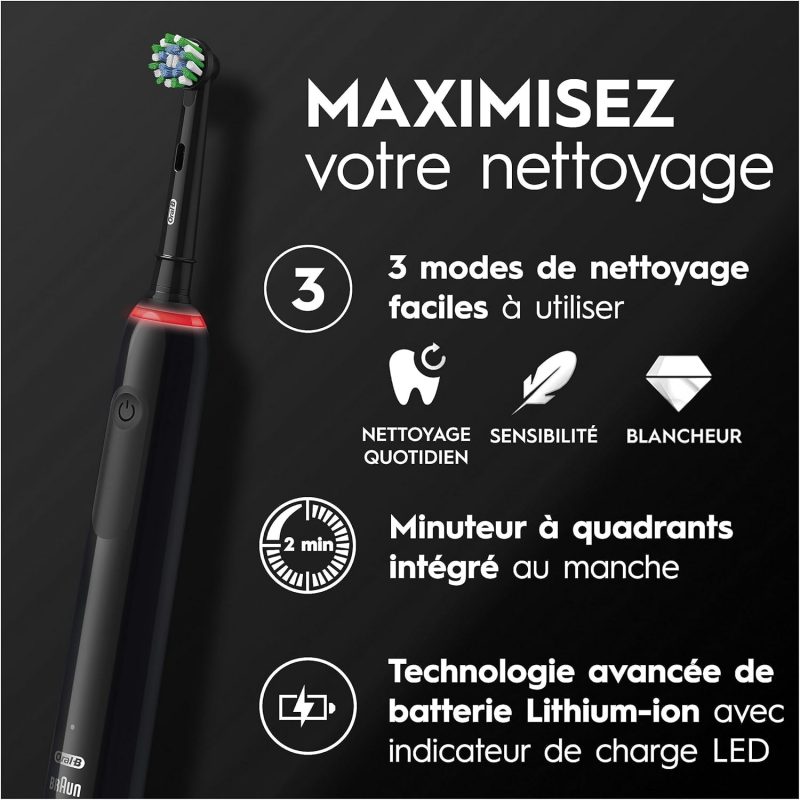 Oral-B Pro 3 Brosse À Dents Électrique + 4 Brosses OFFERTE – Image 3
